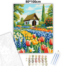  Tavaszi virágözön - számfestő készlet - 80×100 cm (Keret nélkül)