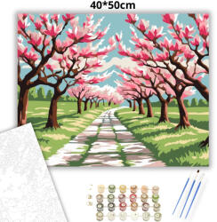  Tavaszi magnóliaösvény - számfestő készlet - 40×50 cm (Keretre feszítve)