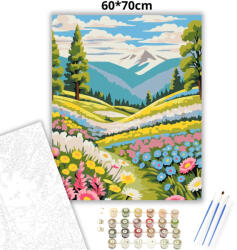  Virágos hegyi ösvény - számfestő készlet - 60×70 cm (Keret nélkül)