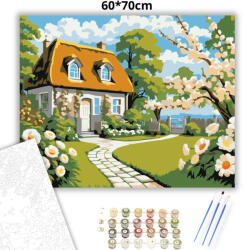  Tavaszi házikó - számfestő készlet - 60×70 cm (Keret nélkül)