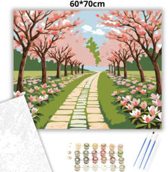  Tavaszi magnóliafasor - számfestő készlet - 60×70 cm (Keretre feszítve)