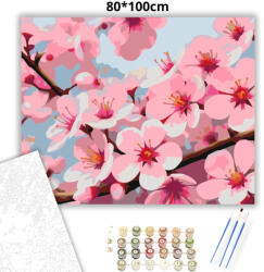  Cseresznyevirág szirmai - számfestő készlet - 80×100 cm (Keretre feszítve)