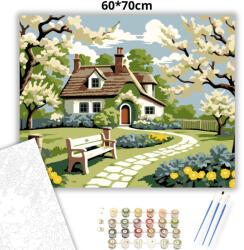  Pihenőpad a kertben - számfestő készlet - 60×70 cm (Keretre feszítve)