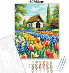  Tavaszi virágözön - számfestő készlet - 50×60 cm (Keret nélkül)