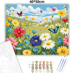  Tavaszi pillangók - számfestő készlet - 40×50 cm (Keretre feszítve)