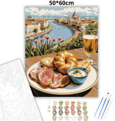  Dunai húsvéti reggeli - számfestő készlet - 50×60 cm (Keretre feszítve)