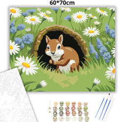  Tavaszi mókuspillantás - számfestő készlet - 60×70 cm (Keretre feszítve)