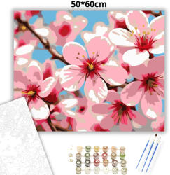  Harmatfriss cseresznyevirágzás - számfestő készlet - 50×60 cm (Keret nélkül)