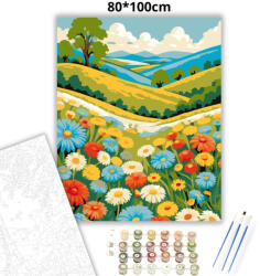  Üde virágmező - számfestő készlet - 80×100 cm (Keret nélkül)