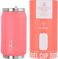 Estia Home Art Travel Cup Save the Aegean Sticlă Termos Reciclabilă din Oțel Inoxidabil / Plastic Fără BPA 300ml Fusion Coral cu Pai 01-16692 (01-16692)