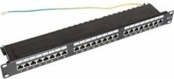 Securitynet Cat. 6 panel 19 inch 1U, 24xRJ45 FTP black with collar CCAS-PA6-24STP-O-2