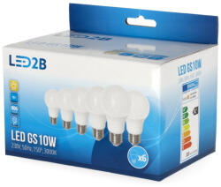 Kobi KOBI-001253, E27 LED-fényforrás, 10 W, Meleg fehér, 6-os kiszerelés 3000K, 800lm (KOBI-001253)