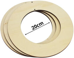  Natúr fa karika koszorú alap 20cm 3db/csomag - festéshez és decoupage-hoz