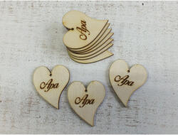  Natúr fa - Szív "Apa" felirattal 10db/csomag - feliratként és tábladíszként