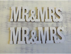  Fa "MR&MRS" felirat fehér 3x10, 5cm 2db/csomag - koszorúhoz és asztaldíszhez