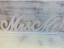  Fa "Mr & Mrs" írott felirat talppal fehér 49cm - koszorúhoz és asztaldíszhez