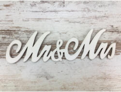  Fa - "Mr & Mrs" irott felirat fehér 14, 5cm - koszorúhoz és asztaldíszhez