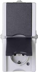 Kopp proAQA falon kívüli vízmentes dupla dugalj, függőleges sorolású, IP44 szürke (KOPP947556008)