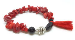  Aggodalmat oldó, pozitív hozzáállásra ösztönző, feszültséget csillapító - korall, fekete turmalin ásvány karkötő