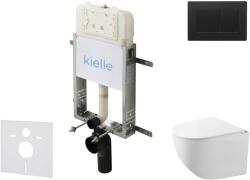 kielle Genesis New - Falsík alatti szerelőkészlet, kompakt Gaia WC Rimless és softclose ülőkével, Gemini New III, vezérlőgombokkal, matt fekete 30528SZ90 (30528SZ90)