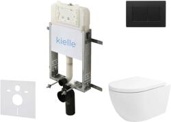 kielle Genesis New - Falsík alatti szerelőkészlet, Oudee WC Vortex Rimless+ és softclose ülőkével, Gemini New III, vezérlőgombokkal, matt fekete 30528SZ27 (30528SZ27)