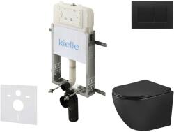kielle Genesis New - Falsík alatti szerelőkészlet, Oudee WC Vortex Rimless+ és softclose ülőkével, Gemini New III, vezérlőgombokkal, matt fekete 30528SZ93 (30528SZ93)