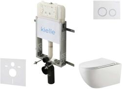 kielle Genesis New - Falsík alatti szerelőkészlet, Gaia WC Rimless és softclose ülőkével, Gemini New II, vezérlőgombokkal, fényes fehér/króm 30528SZ13 (30528SZ13)
