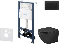 kielle Genesis New - Falsík alatti szerelőkészlet, Oudee WC Vortex Rimless+ és softclose ülőkével, Gemini New III, vezérlőgombokkal, matt fekete 30528SS93 (30528SS93)