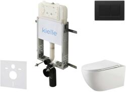 kielle Genesis New - Falsík alatti szerelőkészlet, Gaia WC Rimless és softclose ülőkével, Gemini New III, vezérlőgombokkal, matt fekete 30528SZ18 (30528SZ18)