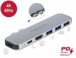 Delock MacBook dokkolóállomás, kettős, HDMI 4K / PD / Hub (87753)