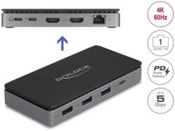 Delock USB Type-C 4K dokkolóállomás - kettős HDMI MST / USB / Gigabit LAN / PD 3.0 85 W (88271)