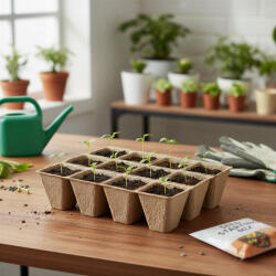  Cserepes palántanevelő tálca - 15, 2 x 11, 5 x 4, 3 cm - 4 db / csomag (11988)