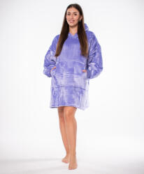  Lila oversize takarópulcsi kapucnival és zsebbel - extra meleg, bolyhos sherpa bélésű uniszex pulóver takaró otthoni pihenéshez, bőrbarát OEKO-TEX flanel anyagból, ideális viselet hideg téli estékre