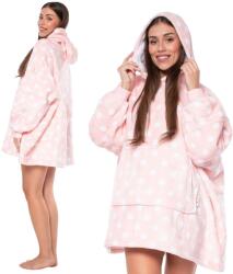  Rózsaszín kapucnis oversize takarópulcsi - vastag sherpa bélésű meleg takaró pulóver kenguruzsebbel, puha flanel anyagból, OEKO-TEX tanúsítvánnyal, uniszex bő szabású otthoni viselet felnőtteknek és t