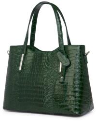  Carolina sötétzöld dombornyomott bőr táska