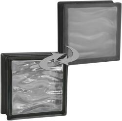 Fuchs Design BM Aqua Reflex üvegtégla egy oldalon szatinált 19 cm x 19 cm x 8 cm fekete