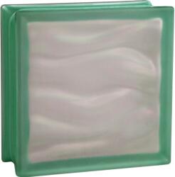 Fuchs Design BM Aqua Reflex üvegtégla két oldalon szatinált 19 cm x 19 cm x 8 cm türkiz