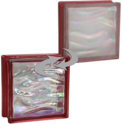 Fuchs Design BM Aqua gyöngyház üvegtégla egy oldalon szatinált 19 cm x 19 cm x 8 cm rubin