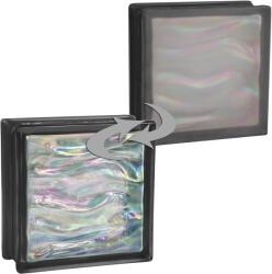 Fuchs Design BM Aqua gyöngyház üvegtégla egy oldalon szatinált 19 cm x 19 cm x 8 cm fekete