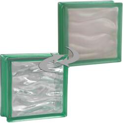 Fuchs Design BM Aqua Reflex üvegtégla egy oldalon szatinált 19 cm x 19 cm x 8 cm türkiz