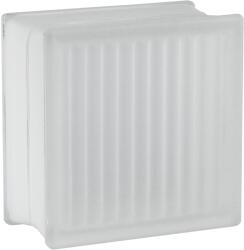 Fuchs Design Kockás üvegtégla fehér két oldalon szatinált 19 cm x 19 cm x 10 cm