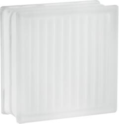 Fuchs Design Kockás üvegtégla fehér két oldalon szatinált 19 cm x 19 cm x 8 cm