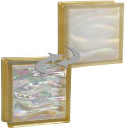 Fuchs Design BM Aqua gyöngyház üvegtégla egy oldalon szatinált 19 cm x 19 cm x 8 cm aranyszín