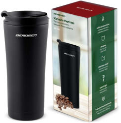 Berdsen Termosz, Berdsen BD-785, 470 ml, fekete, rozsdamentes acél, duplafalú, meleg és hideg italokhoz, 12 órás hőmegtartás (TE378500)