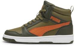 PUMA Puma, Rebound műbőr sneaker, Narancssárga, Olivazöld, 38.5 EU (394685-05-5.5)