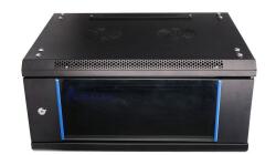 Extralink Falra szerelhető rack szekrény Extralink 4U 600x450 fekete, Rackmount cabinet, szerver szekrény, falra szerelhető, kompakt, szellőző, perforált ajtó, kábelmenedzsment, 19 col, masszív, IT és hálózati 