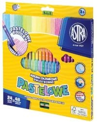 Astra Színes ceruza ASTRA Duo háromszögletű kétvégű pasztell ajándék hegyezővel 48 színű (TSV07-03209)