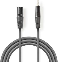 Nedis XLR 3-Tűs Dugasz, 3.5 mm Dugasz, PVC, nikkelezett, szimmetrikus audió kábel , 3m, sötét szürke (COTH15300GY30) (COTH15300GY30) (COTH15300GY30)