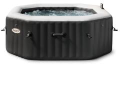 Intex PureSpa Jet & Bubble Deluxe Octagon Onyx Black felfújható masszázsmedence, 180x71cm, ø201cm (28458)