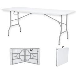  Összecsukható 240x74x74cm kemping asztal, kerti asztal fehér (LY-FH240)